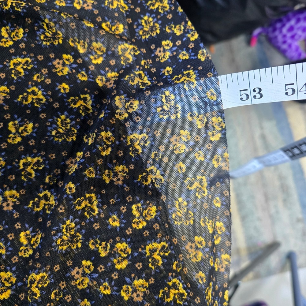 Free People Floral Smocked Maxi‎ Dress Black Yellow Long Sleeve Size S - Picture 3 of 8